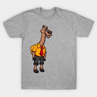 Cute Anthropomorphic Human-like Cartoon Character Camel in Clothes T-Shirt